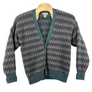 Vintage Christopher Hayes Unisex Shetland Wool Sweater Cardigan Plaid Medium